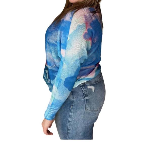 NEW LOOK MODE USA shades of the tide batwing sweater in bright blue - Picture 3 of 3